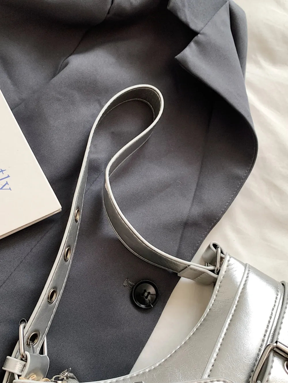 PU Leather Buckle Shoulder Bag - Korvel