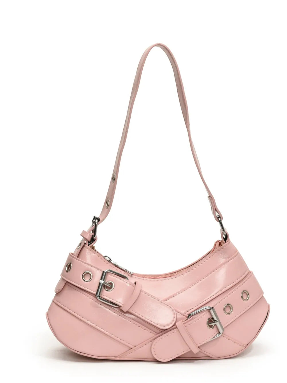 PU Leather Buckle Shoulder Bag - Korvel