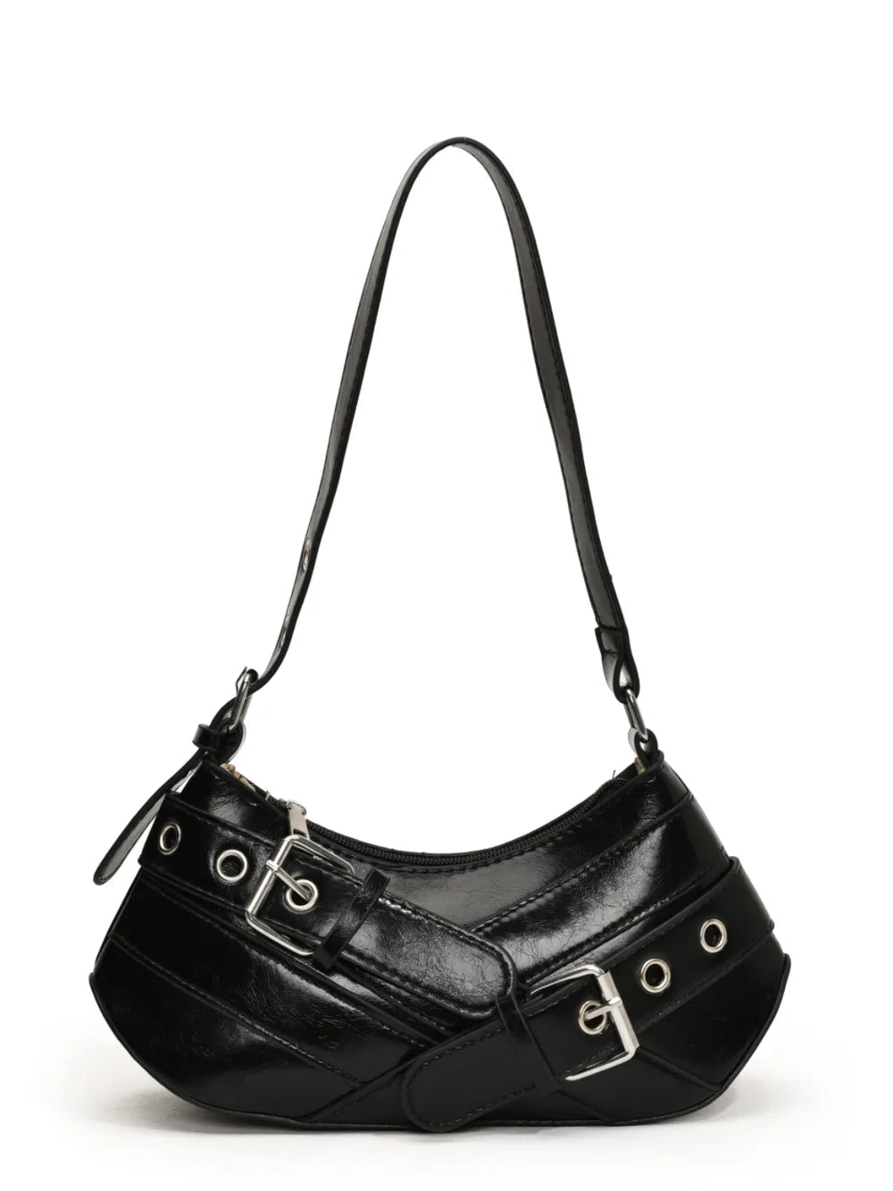 PU Leather Buckle Shoulder Bag - Korvel