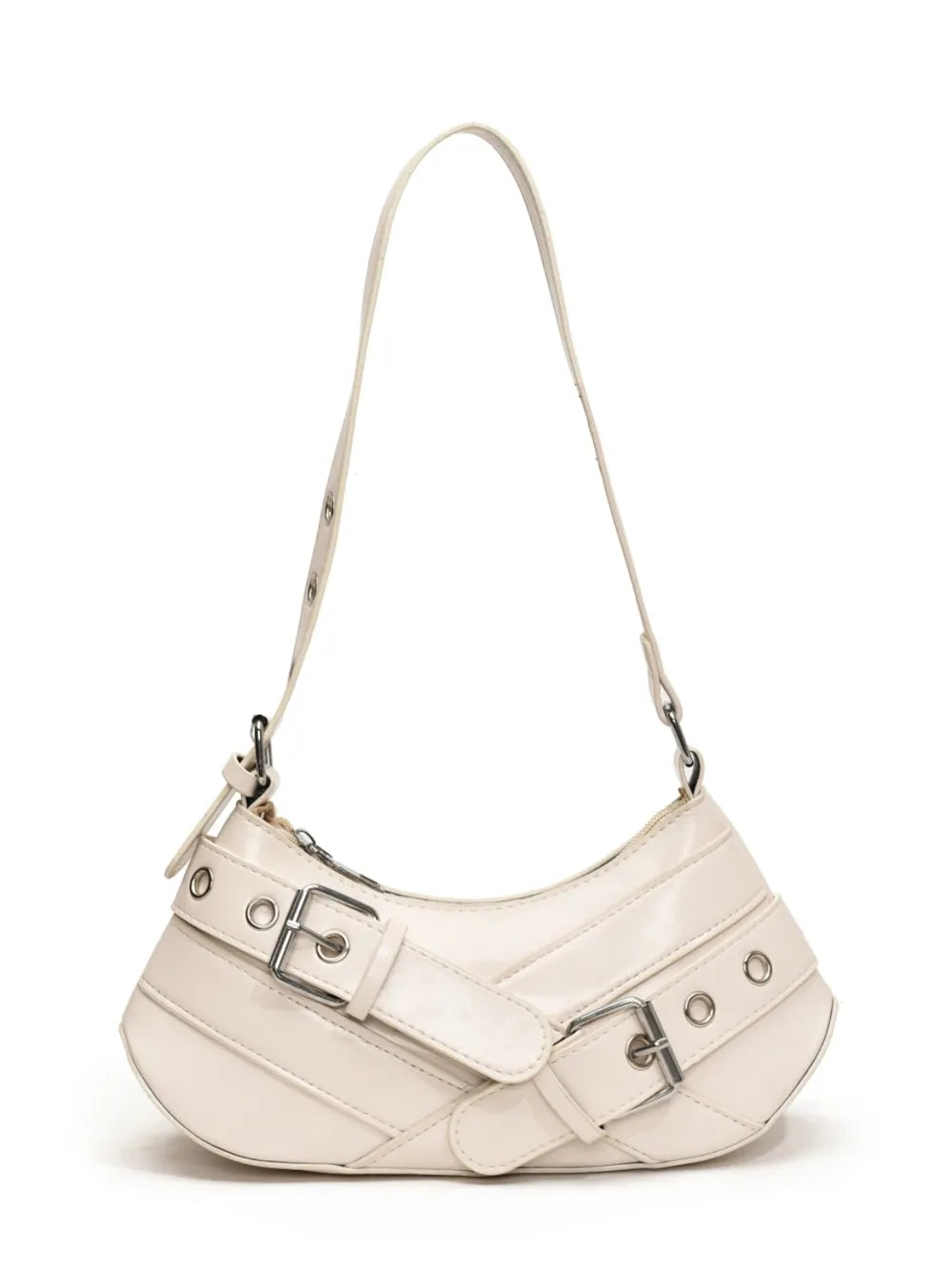 PU Leather Buckle Shoulder Bag - Korvel