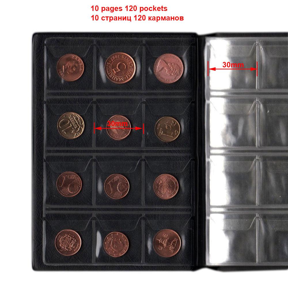 PU Leather Coin Album - 120 Pocket Collector's Organizer