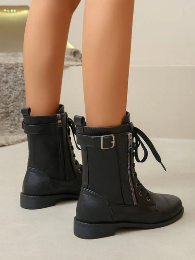 Botas Martin de Cordones de PU de Cuero Premium
