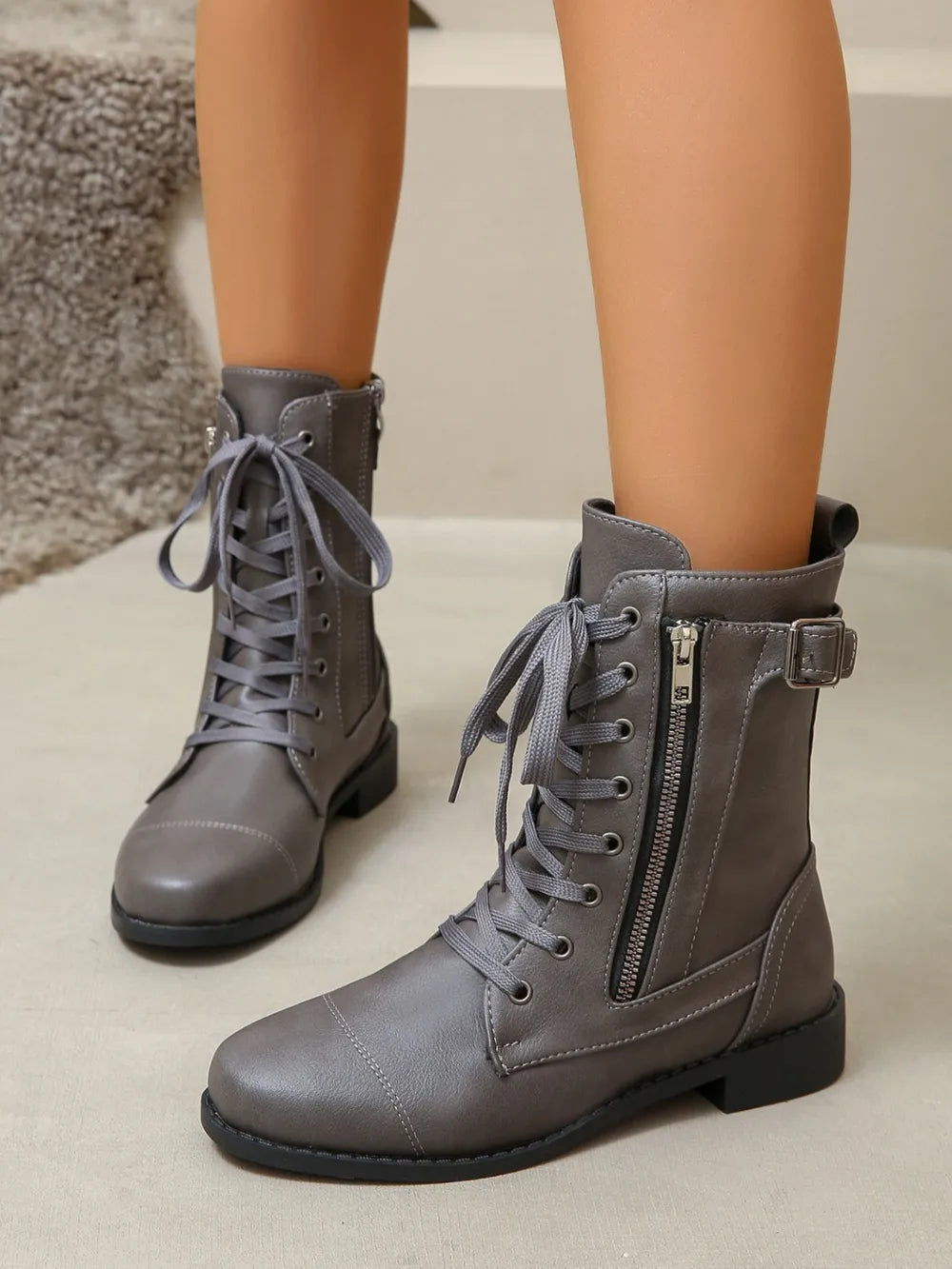 Botas Martin de Cordones de PU de Cuero Premium