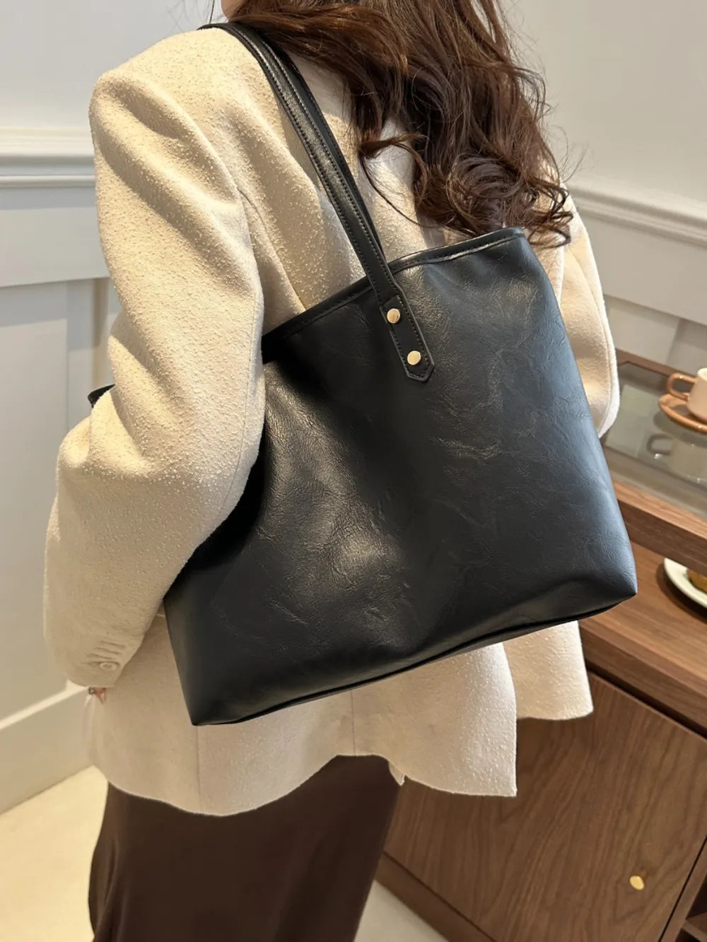 Elegant PU Leather Medium Shoulder Bag