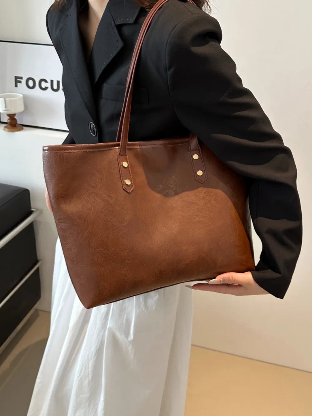 Elegant PU Leather Medium Shoulder Bag