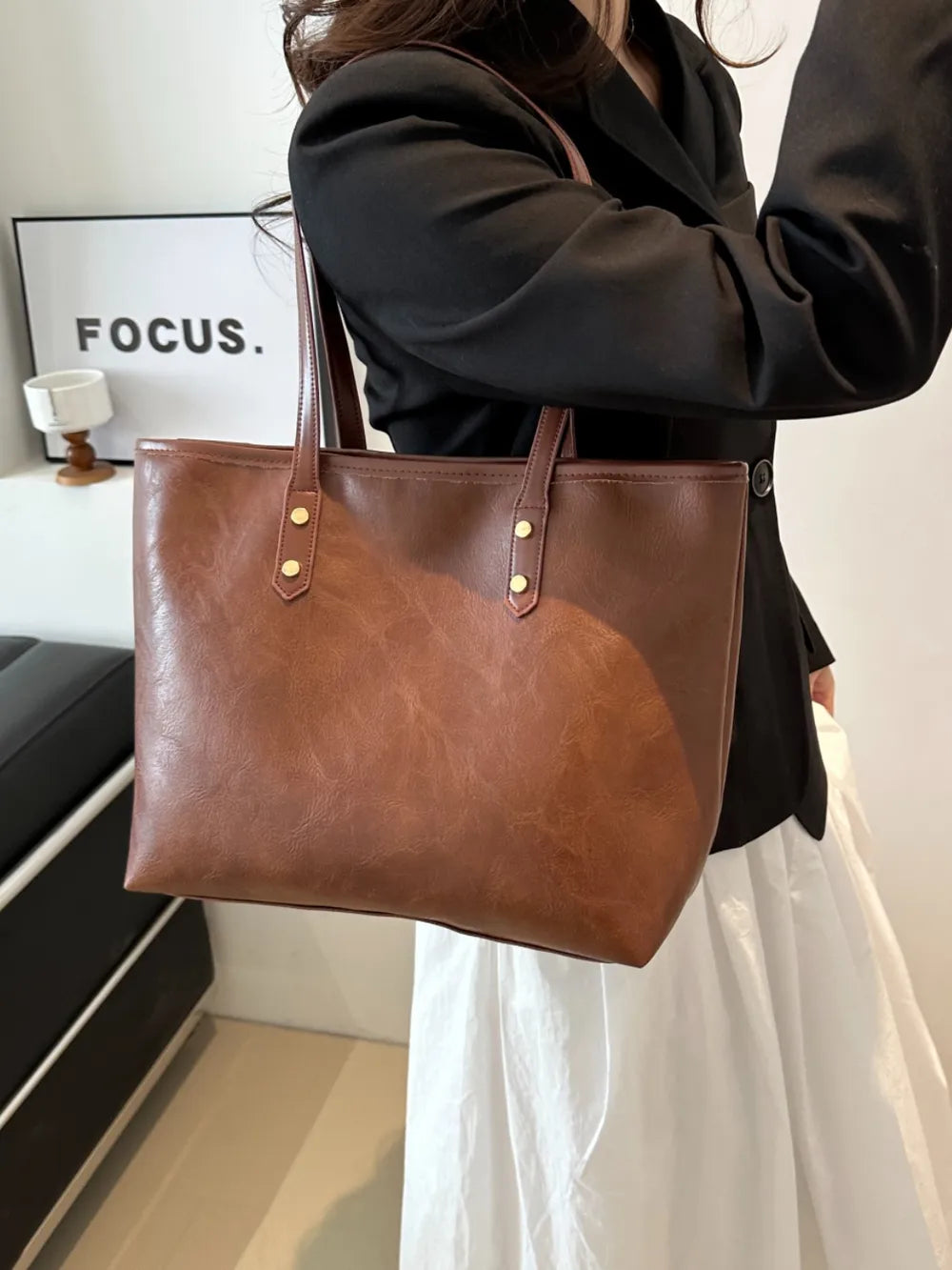 Elegant PU Leather Medium Shoulder Bag