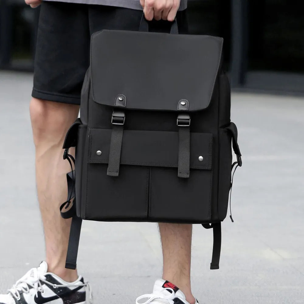 PU Leather Multi-Pockets Adjustable Strap Backpack Bag - Korvel