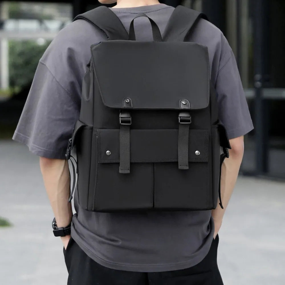 PU Leather Multi-Pockets Adjustable Strap Backpack Bag - Korvel