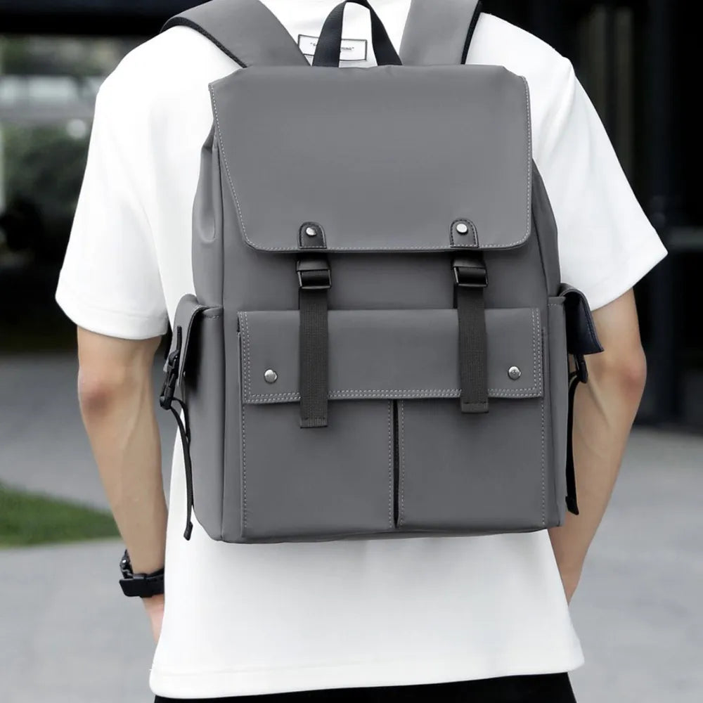 PU Leather Multi-Pockets Adjustable Strap Backpack Bag - Korvel
