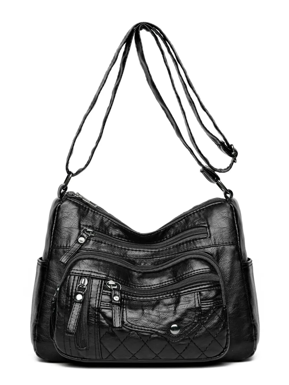 Sac à bandoulière en cuir PU à poches multiples et bandoulière réglable