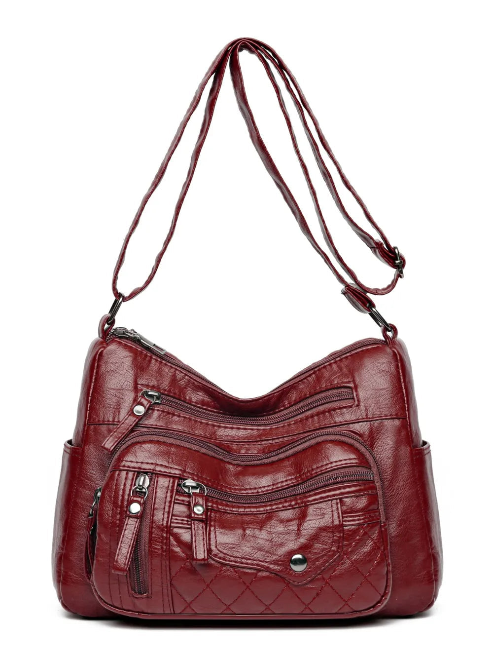 Sac à bandoulière en cuir PU à poches multiples et bandoulière réglable