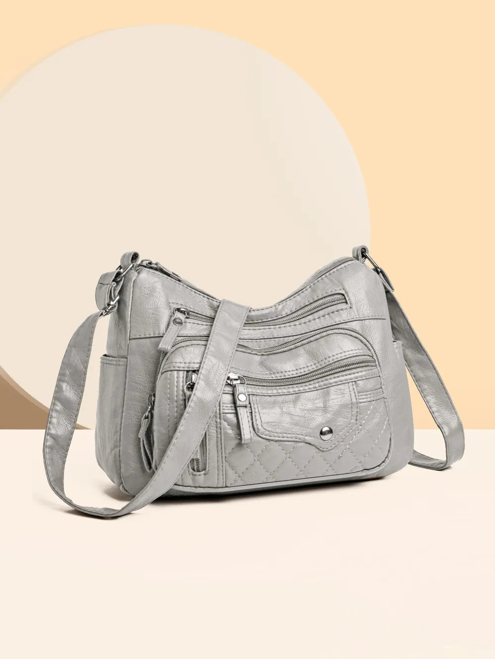 Sac à bandoulière en cuir PU à poches multiples et bandoulière réglable