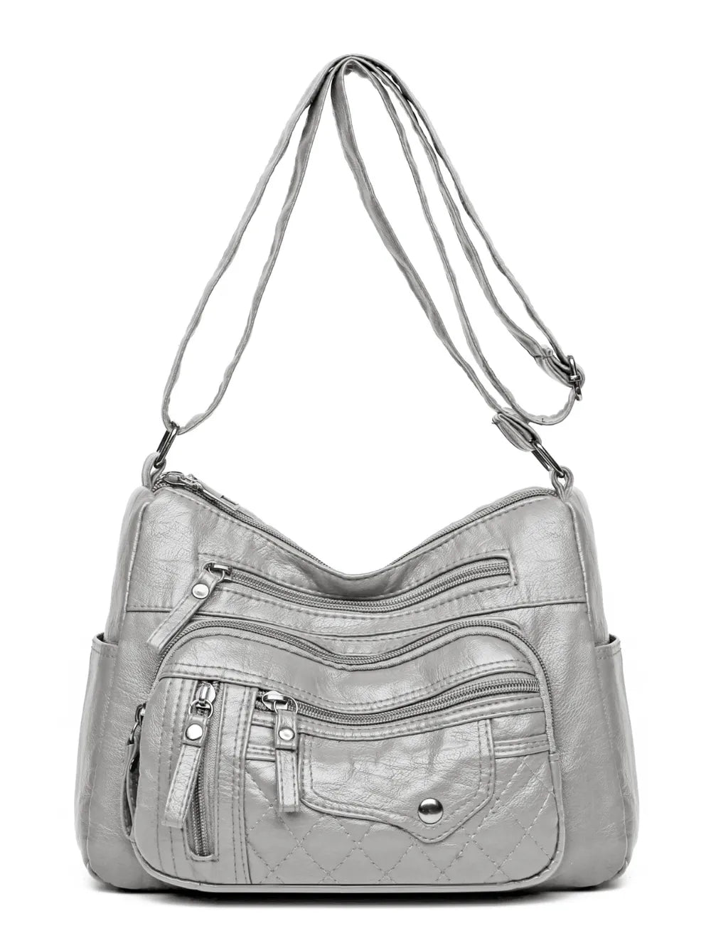 Sac à bandoulière en cuir PU à poches multiples et bandoulière réglable