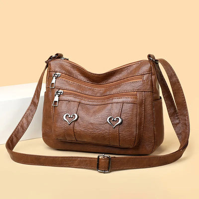 PU Leather Multi-Pockets Crossbody Bag - Korvel