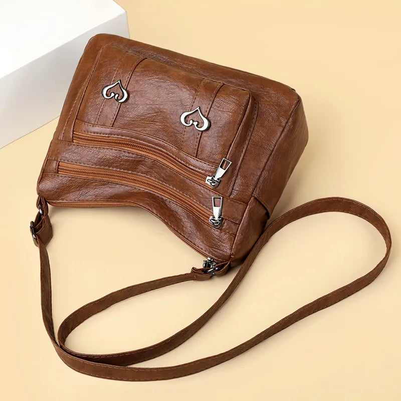 PU Leather Multi-Pockets Crossbody Bag - Korvel