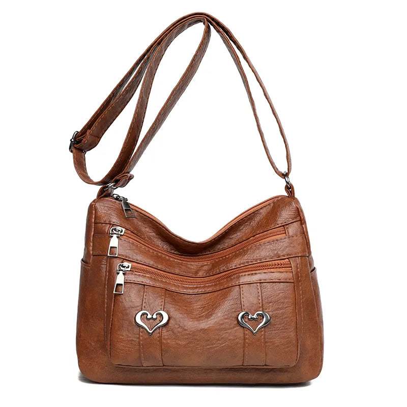 PU Leather Multi-Pockets Crossbody Bag - Korvel