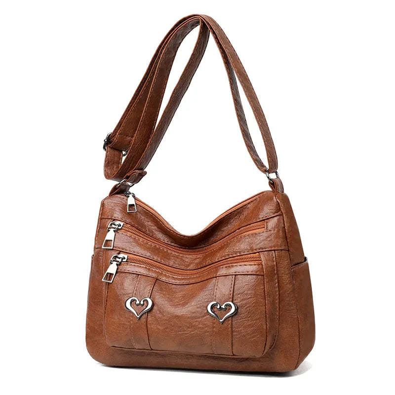 PU Leather Multi-Pockets Crossbody Bag - Korvel