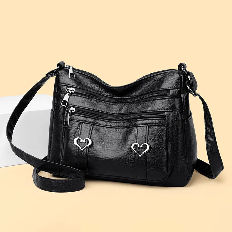 PU Leather Multi-Pockets Crossbody Bag - Korvel