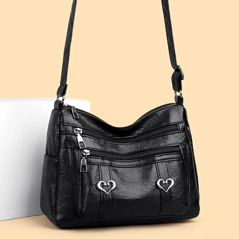 PU Leather Multi-Pockets Crossbody Bag - Korvel