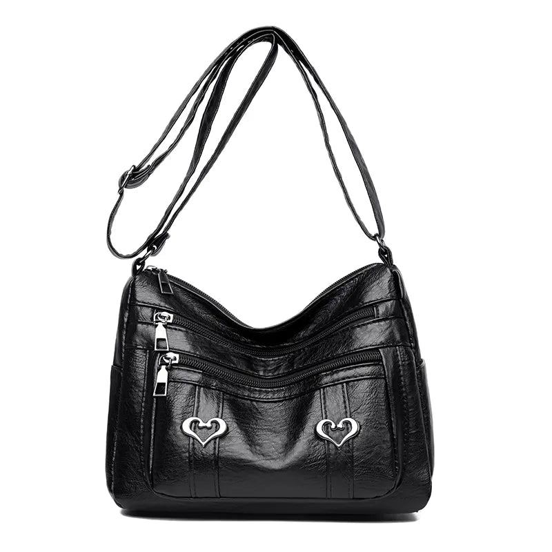 PU Leather Multi-Pockets Crossbody Bag - Korvel