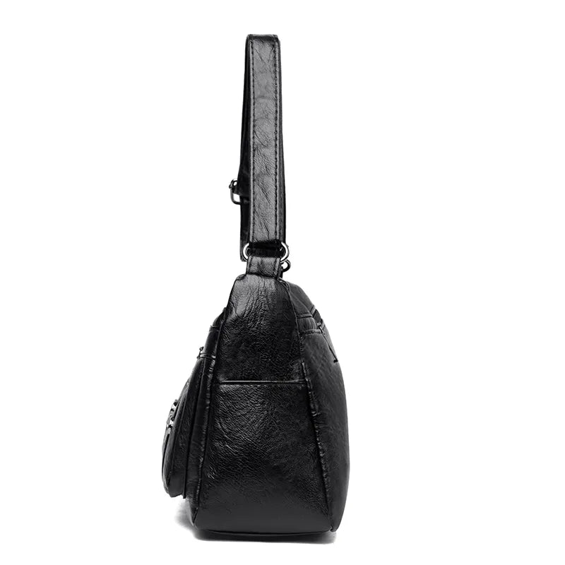 PU Leather Multi-Pockets Crossbody Bag - Korvel