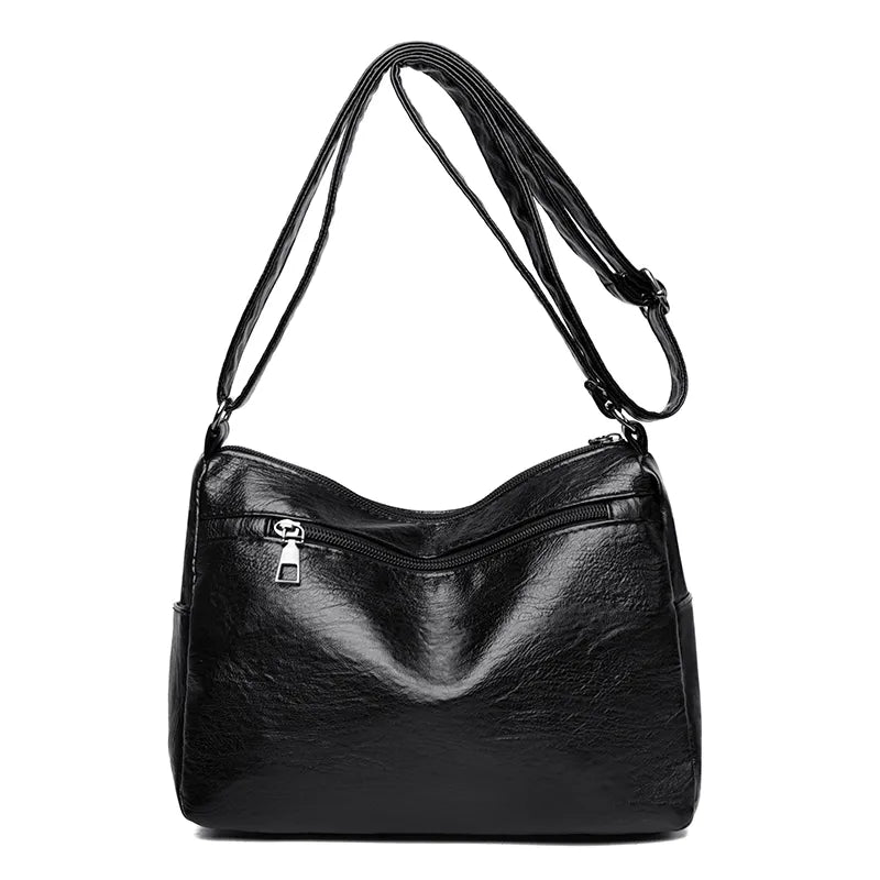 PU Leather Multi-Pockets Crossbody Bag - Korvel