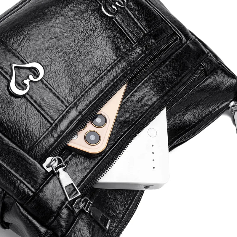PU Leather Multi-Pockets Crossbody Bag - Korvel