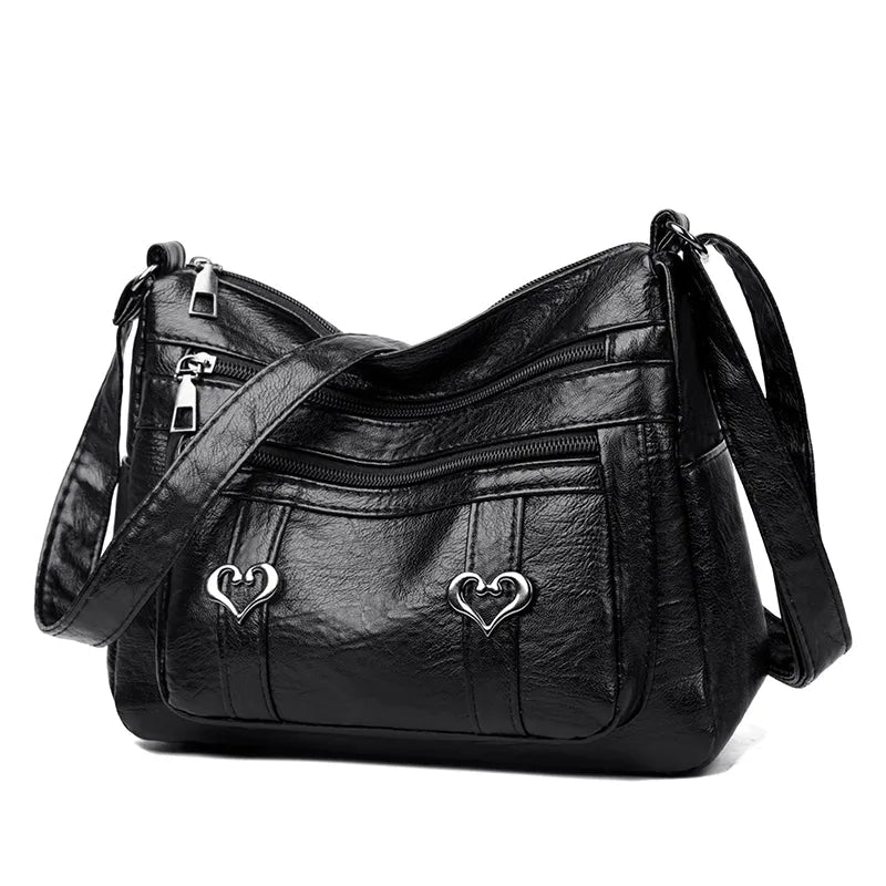 PU Leather Multi-Pockets Crossbody Bag - Korvel