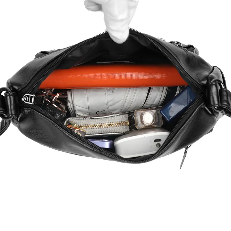 PU Leather Multi-Pockets Crossbody Bag - Korvel