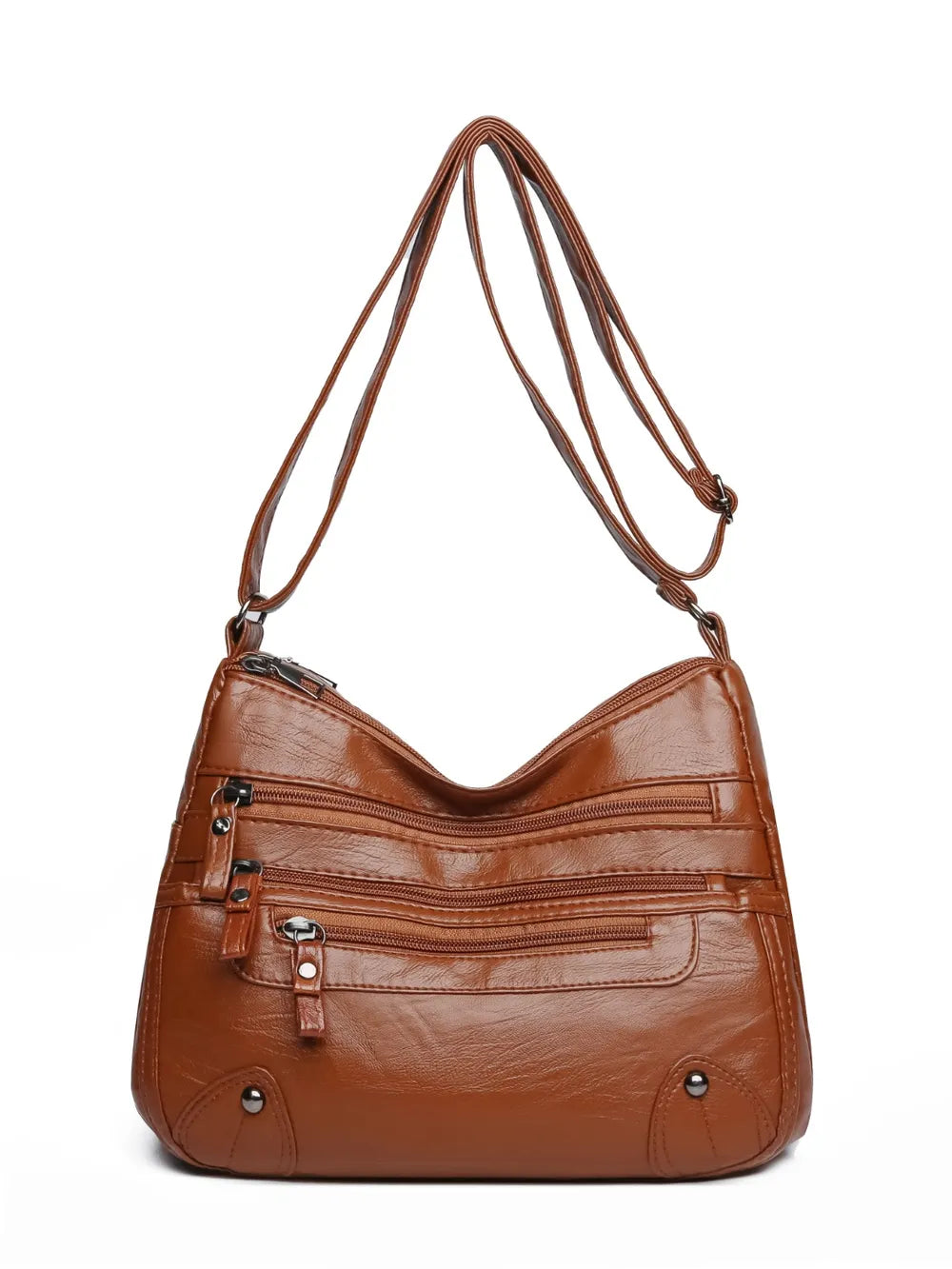 PU Leather Multi Pockets Shoulder Bag - Korvel
