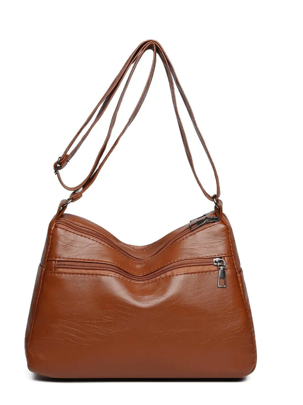 PU Leather Multi Pockets Shoulder Bag - Korvel