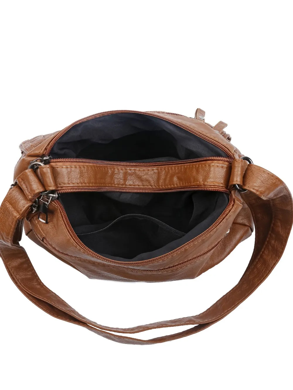 PU Leather Multi Pockets Shoulder Bag - Korvel
