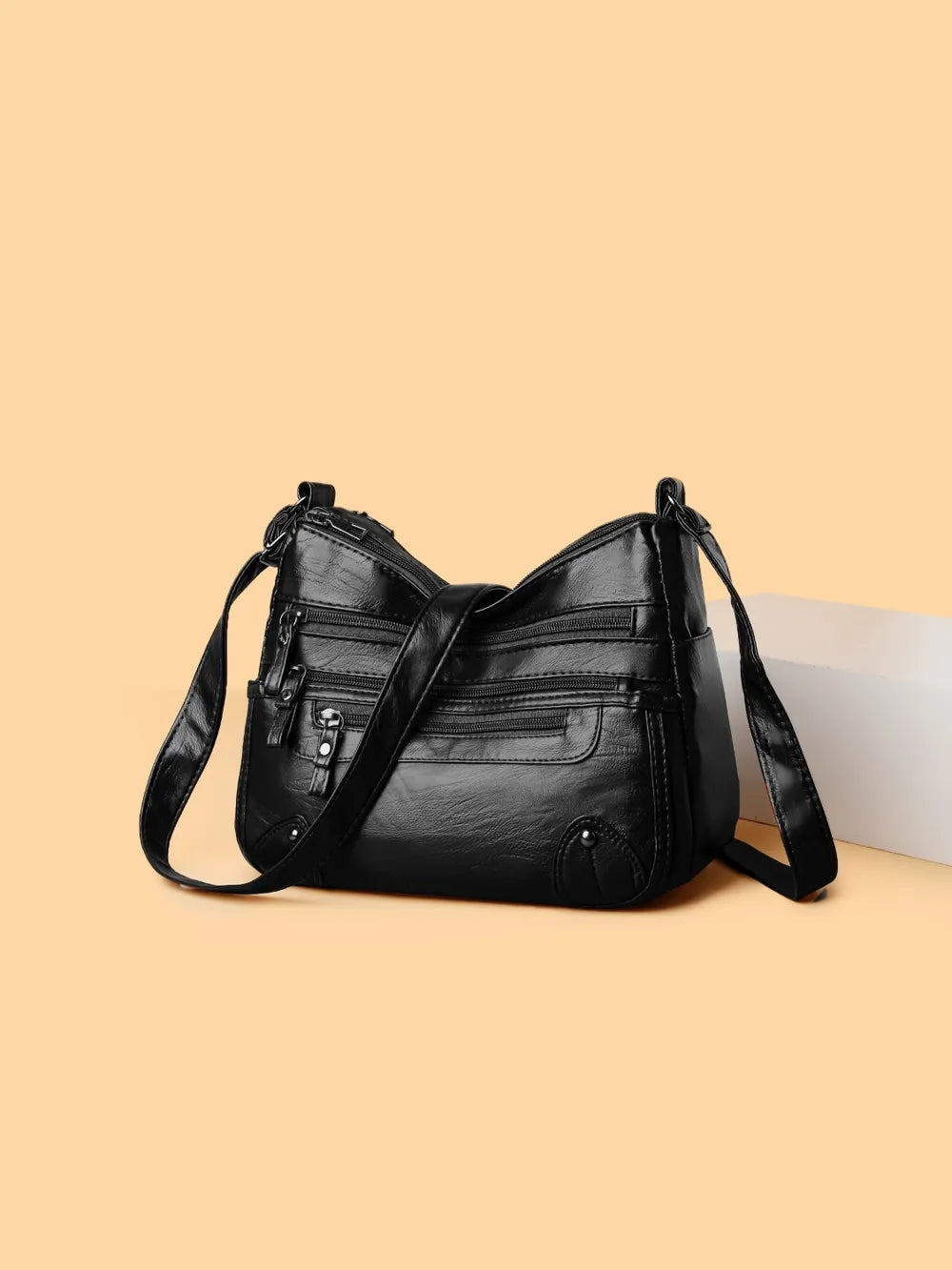 PU Leather Multi Pockets Shoulder Bag - Korvel