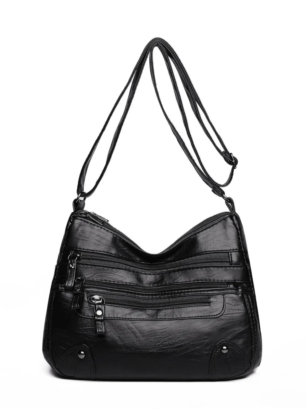 PU Leather Multi Pockets Shoulder Bag - Korvel