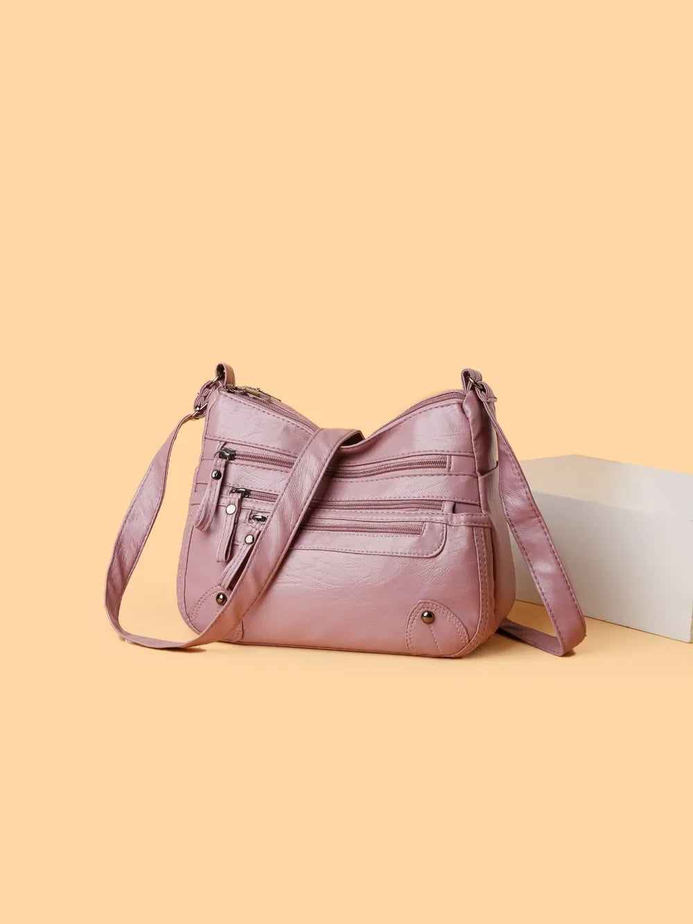 PU Leather Multi Pockets Shoulder Bag - Korvel