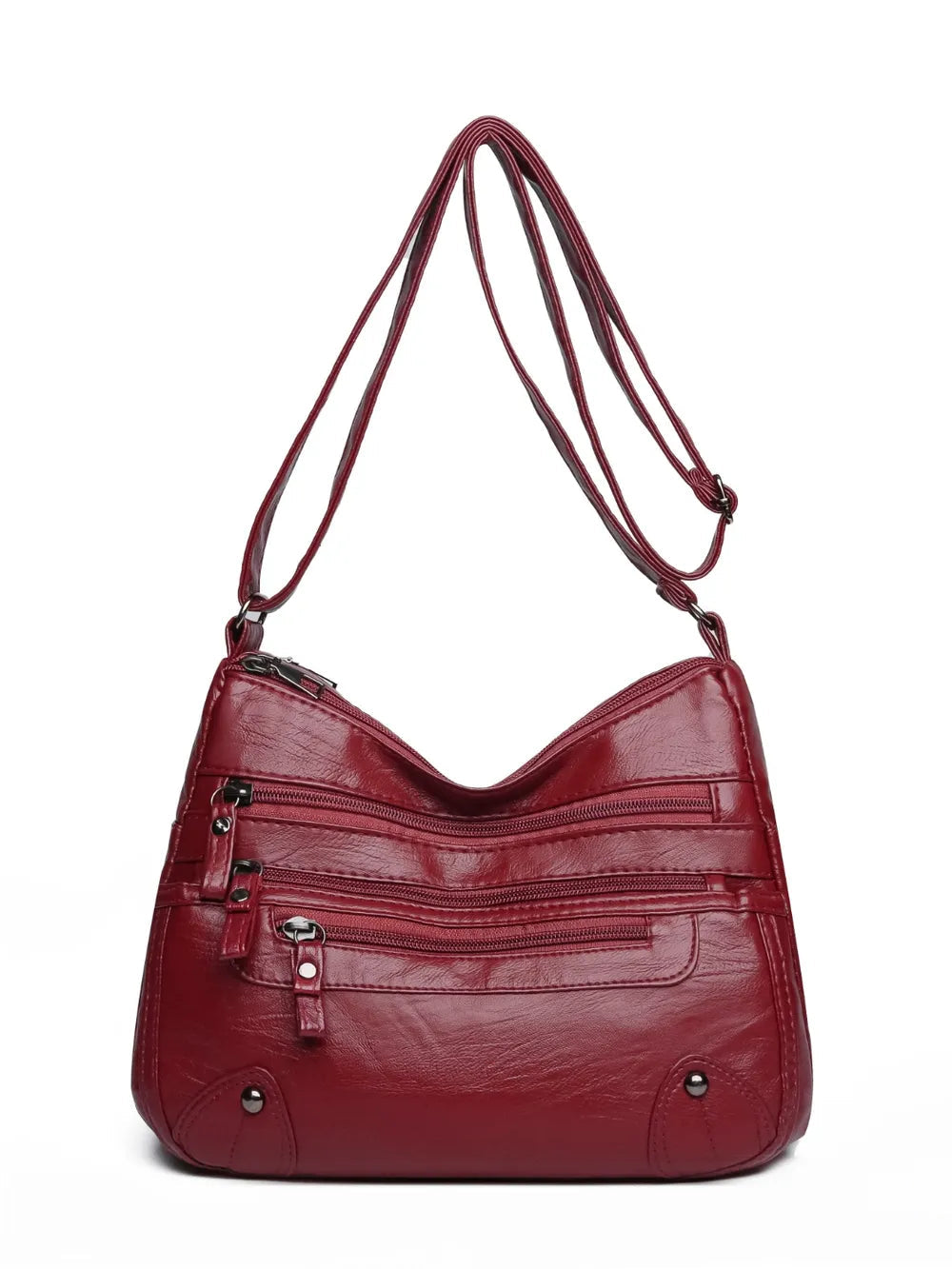 PU Leather Multi Pockets Shoulder Bag - Korvel