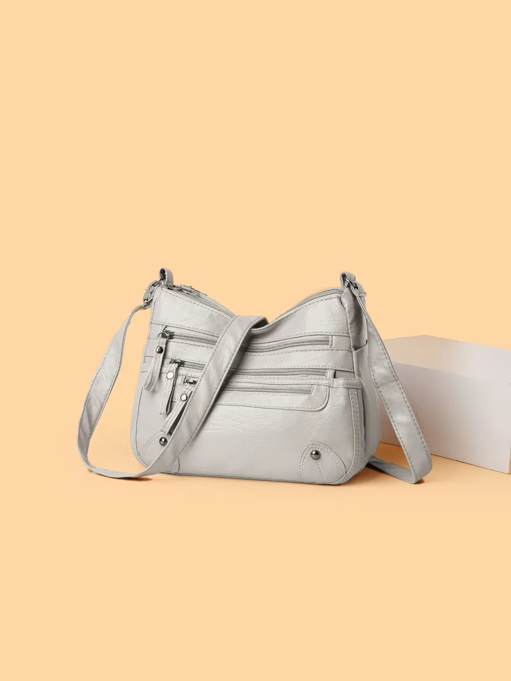 PU Leather Multi Pockets Shoulder Bag - Korvel