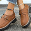 PU Leather Round Toe Buckle Loafers - Korvel
