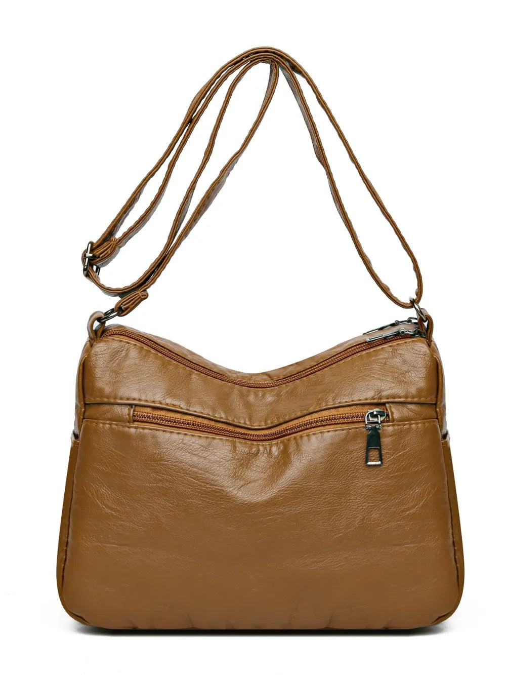 PU Leather Ruched Adjustable Strap Shoulder Bag - Korvel