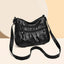 PU Leather Ruched Adjustable Strap Shoulder Bag - Korvel