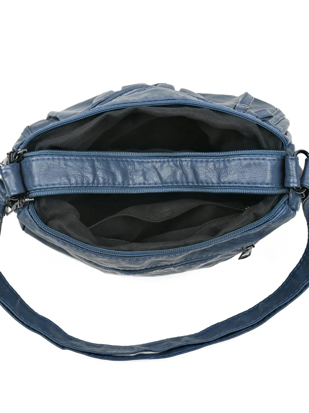 PU Leather Ruched Adjustable Strap Shoulder Bag - Korvel