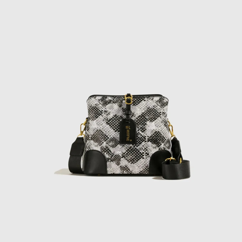 PU Leather Snakeskin Print Crossbody Bag - Korvel