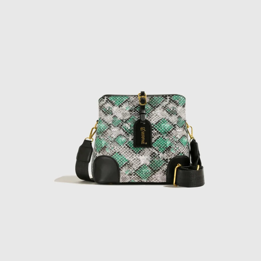 PU Leather Snakeskin Print Crossbody Bag - Korvel