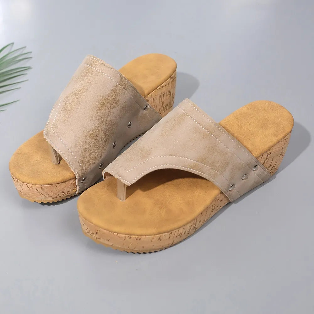 PU Leather Wedge Sandals - Korvel