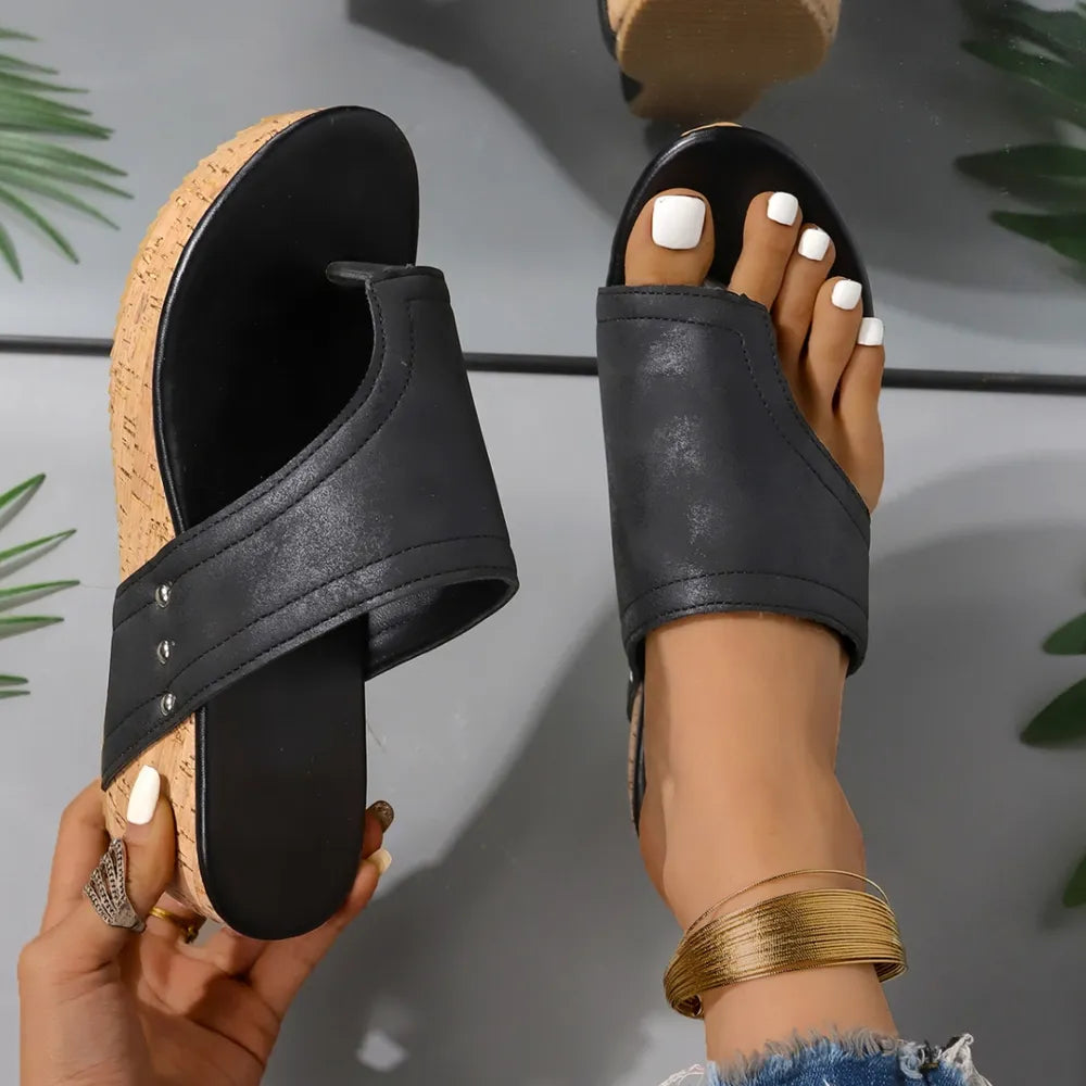 PU Leather Wedge Sandals - Korvel