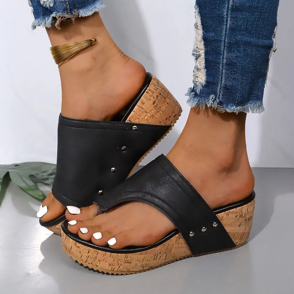 PU Leather Wedge Sandals - Korvel