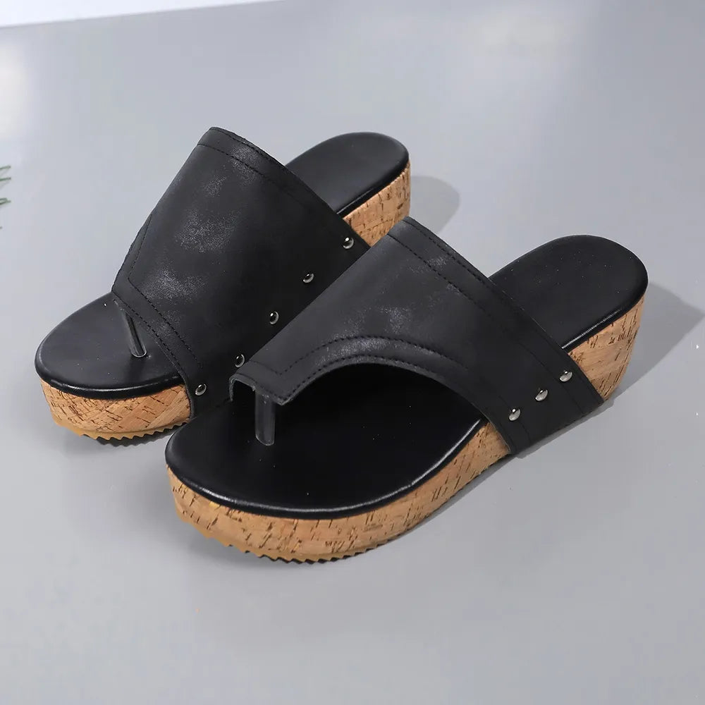 PU Leather Wedge Sandals - Korvel
