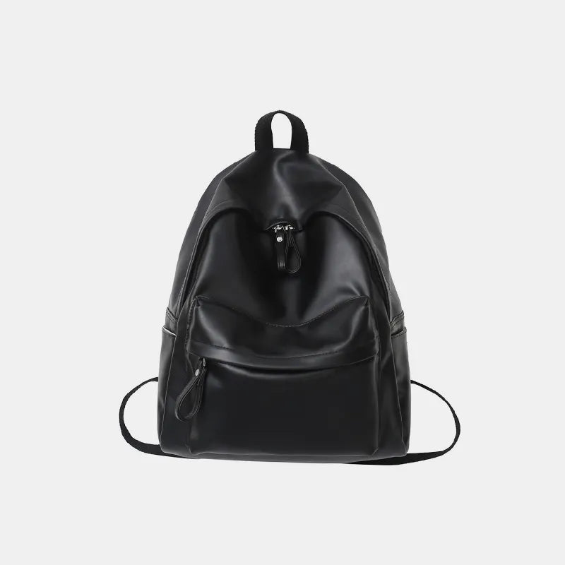 PU Leather Zip Backpack Bag - Korvel