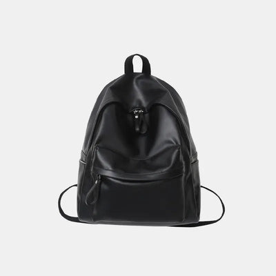 PU Leather Zip Backpack Bag - Korvel