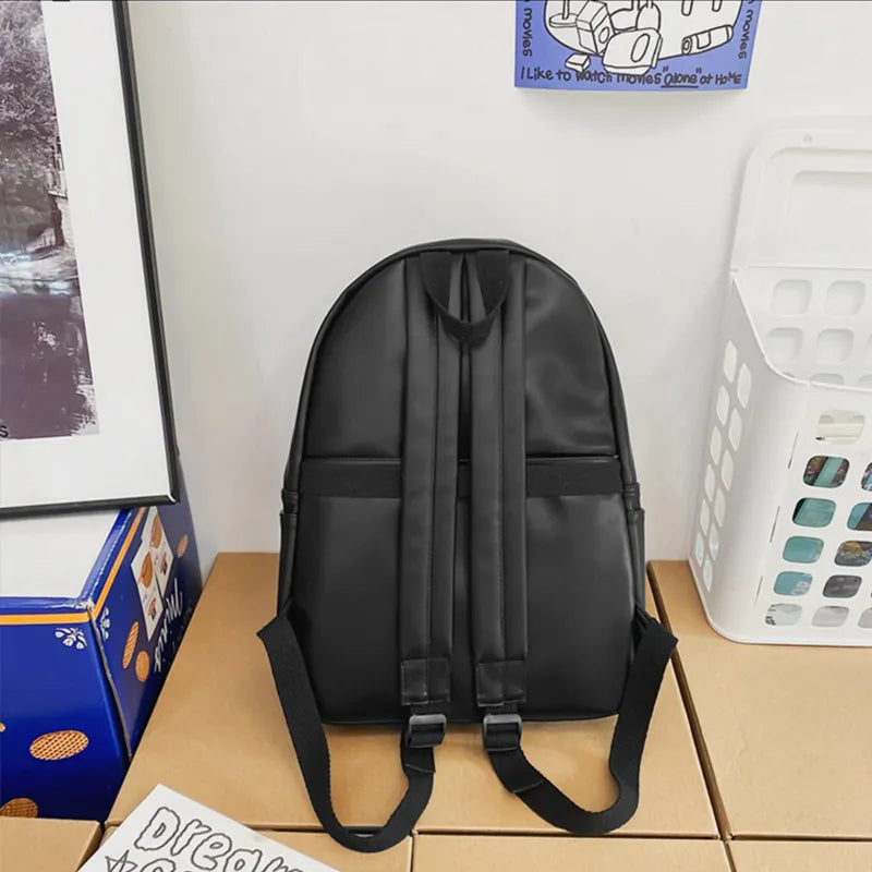 PU Leather Zip Backpack Bag - Korvel